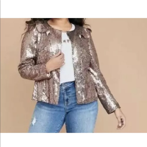 Lane Bryant Jackets & Blazers - Lane Bryant Rose Gold Sequin Jacket 24W